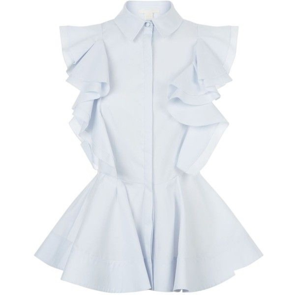 🇮🇹Brand New, Made in Italy, Ruffle Peplum Shirt - Picture 1 of 4